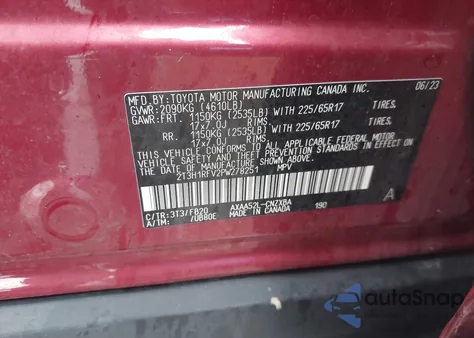 2023 Toyota Rav4 Le z USA, uszkodzony, nr VIN 2T3H1RFV2PW278251